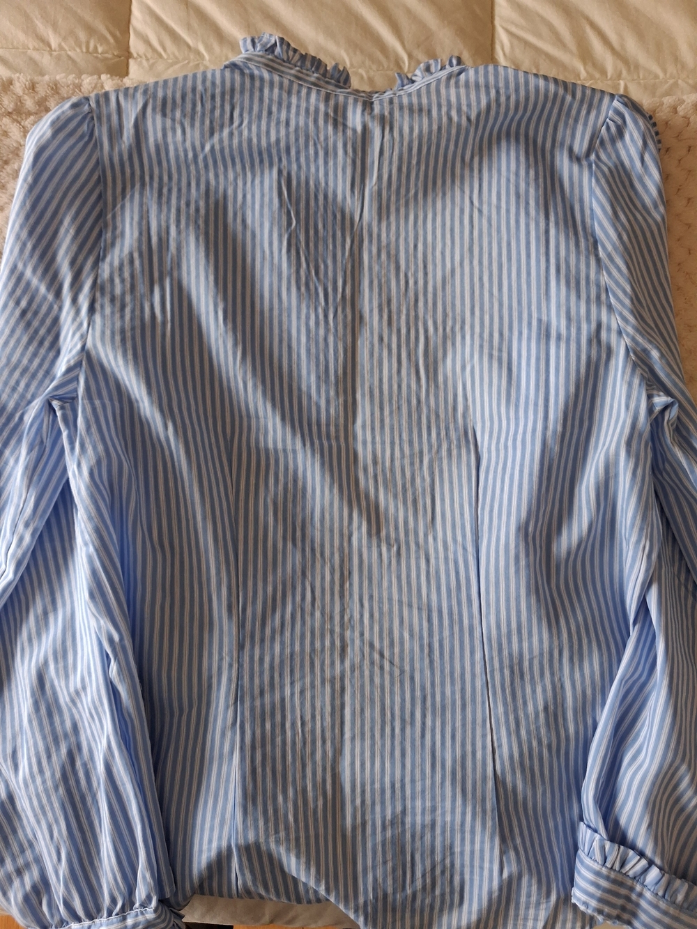 H&M Light Blue and White Striped Ruffle Button-Down Shirt - Picture 5 of 5